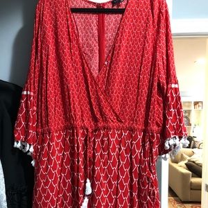 Eloquii Romper red and white, worn once